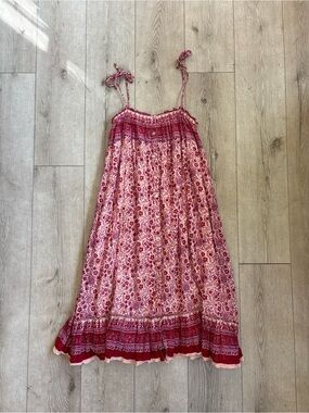 M.A.B.E. by Anthropologie Pink Floral Midi Sundress Size S